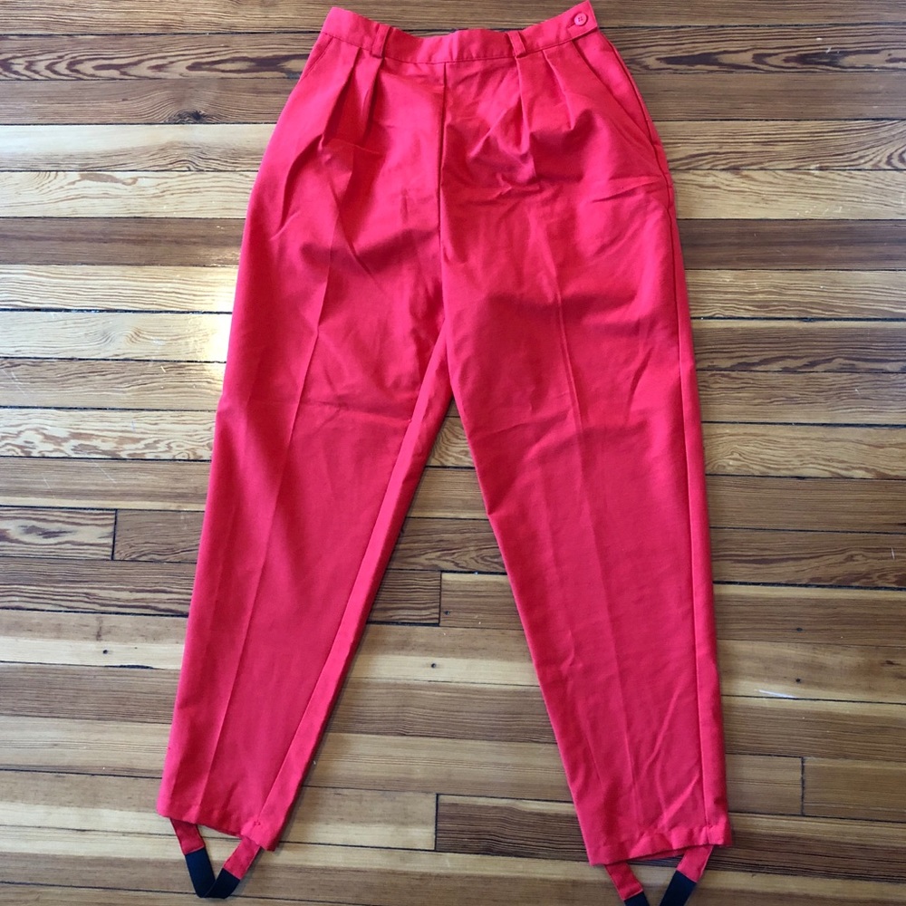 High Waisted Vintage 80s Red Stirrup Pants